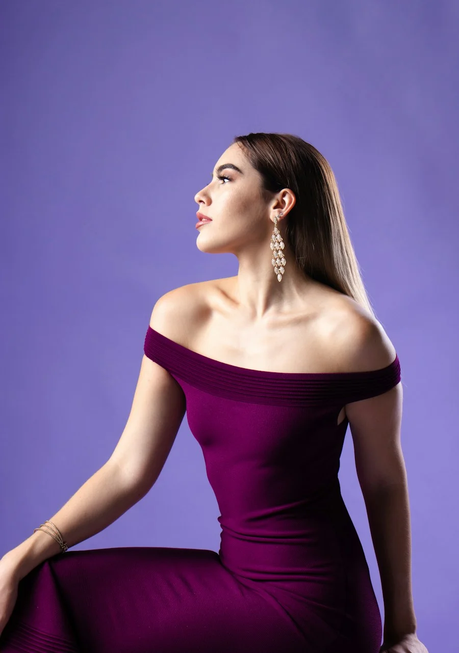 Fashion editorial of an elegant occasion outfit